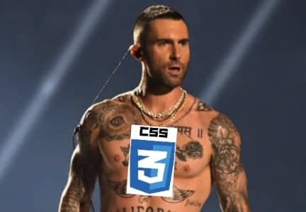 Adam Levine with a CSS logo on his chest