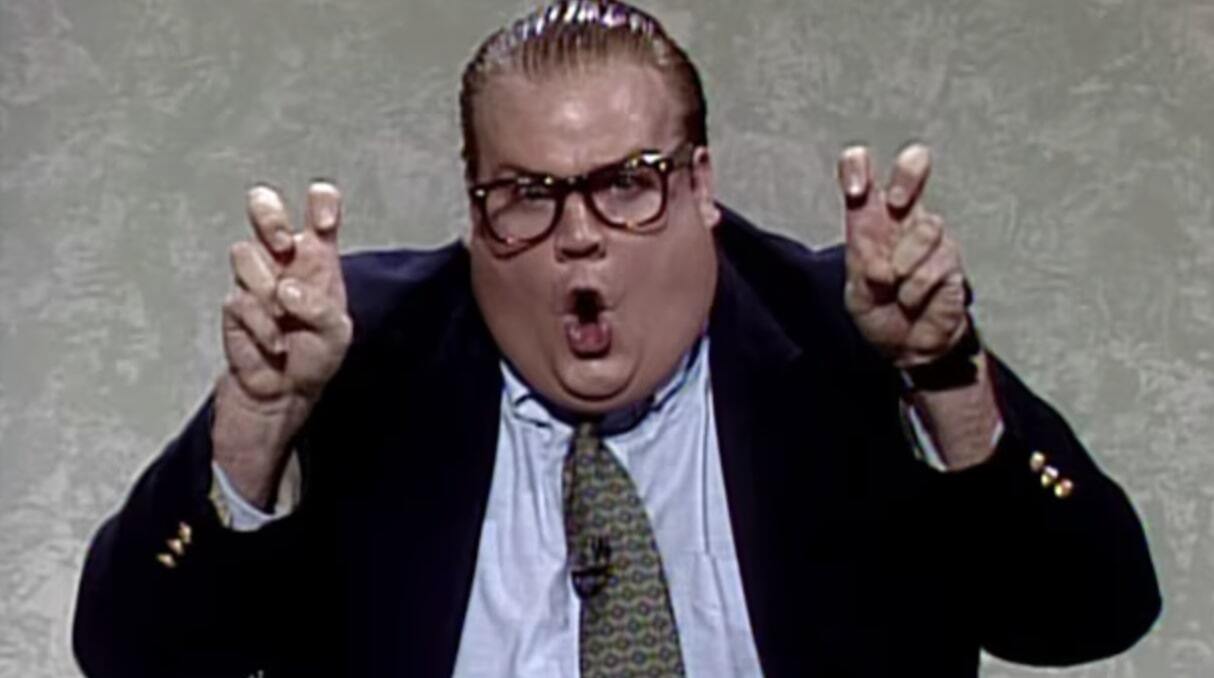 Chris Farley making air quotes