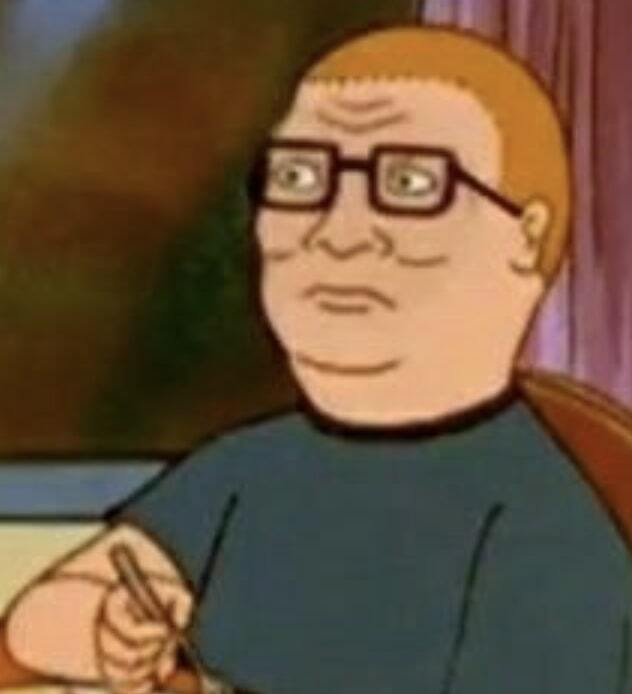 Bobby Hill with Hank Hill's face photoshopped on