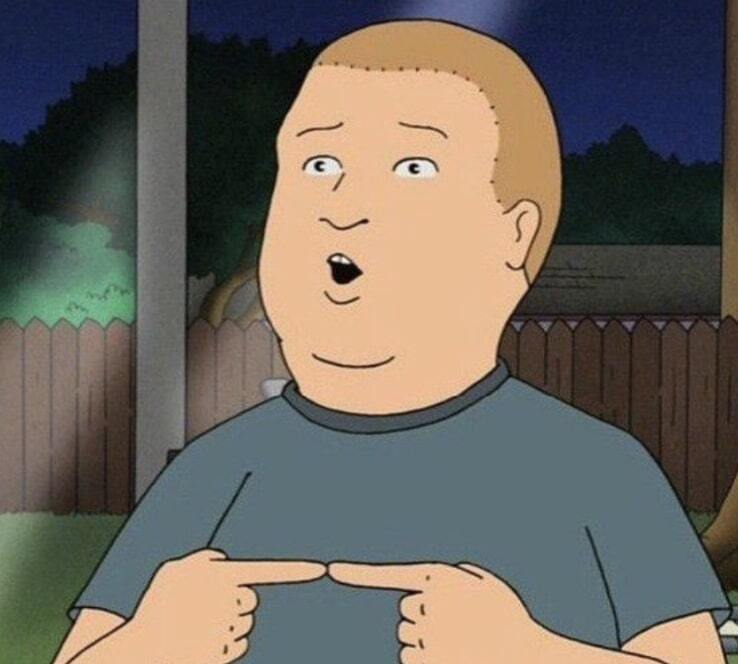 Bobby hill pointing his two fingers at each other