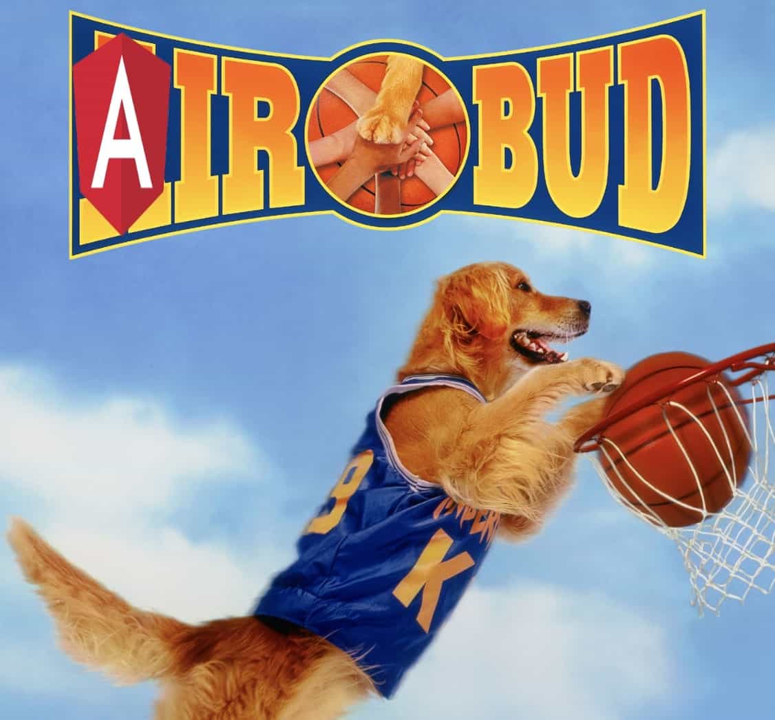 Airbud movie cover with an Angular crossover