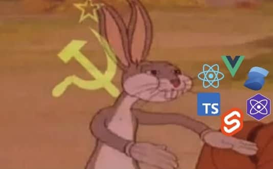 Bugs bunny with a hammer and sickle and lots of JS frameworks