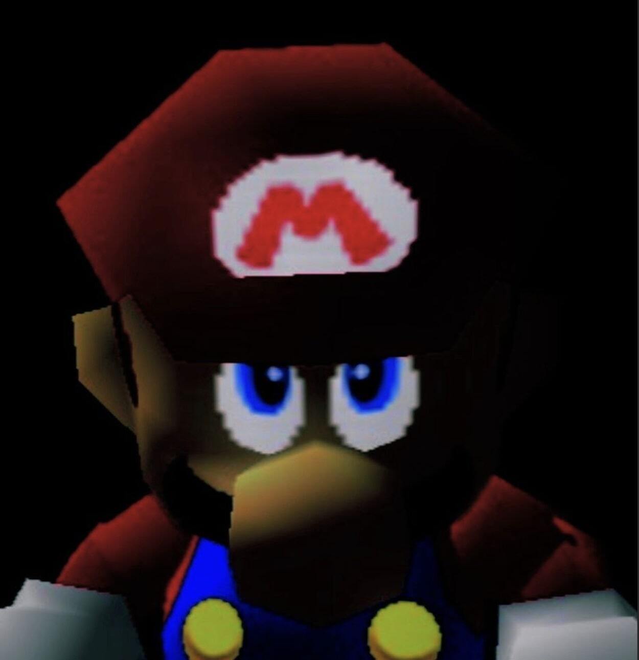 N64 Mario looking up in the dark