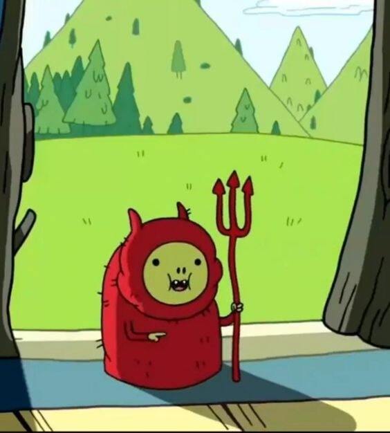 Cartoon character from Adventure Time dressed up as the devil
