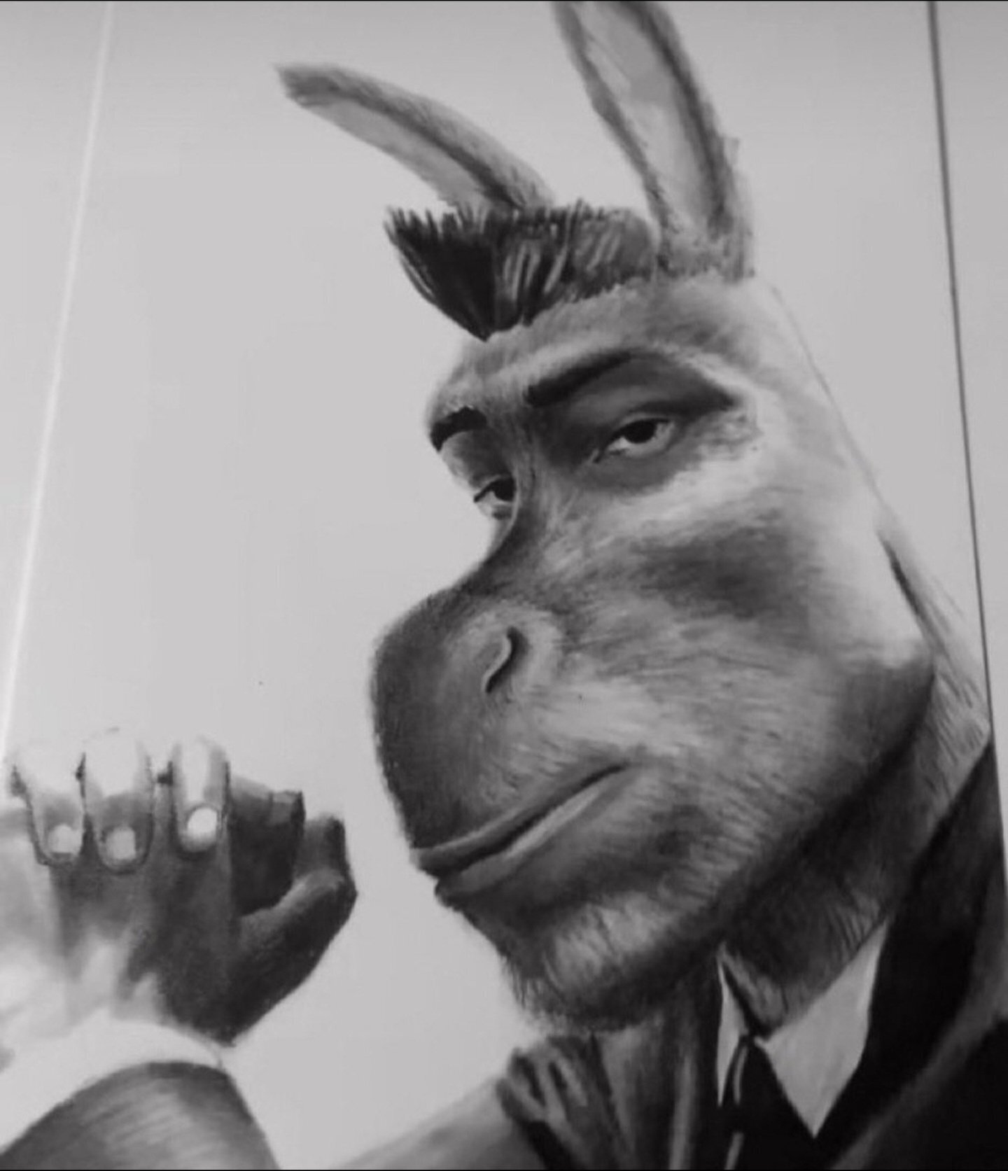 A donkey man dressed up in a classy suit
