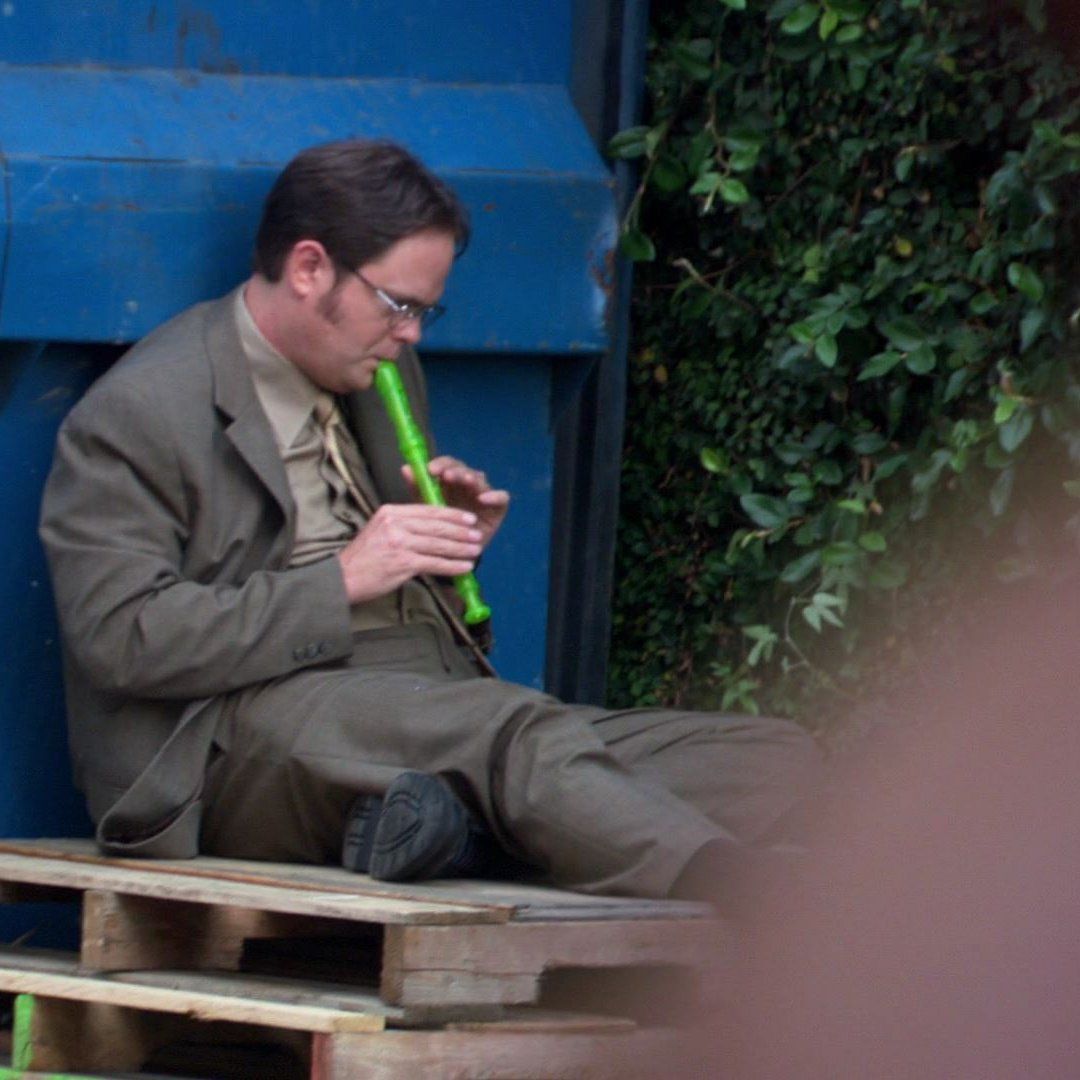 Dwight Schrute playing the recorder