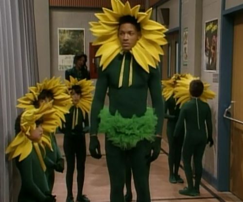 Will Smith in Fresh Prince dressed up as a flower in a kid's play