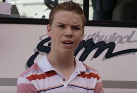 Teenage boy standing in front of camper in We're the Millers movie