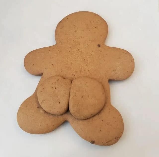 A gingerbread man with a big cookie butt