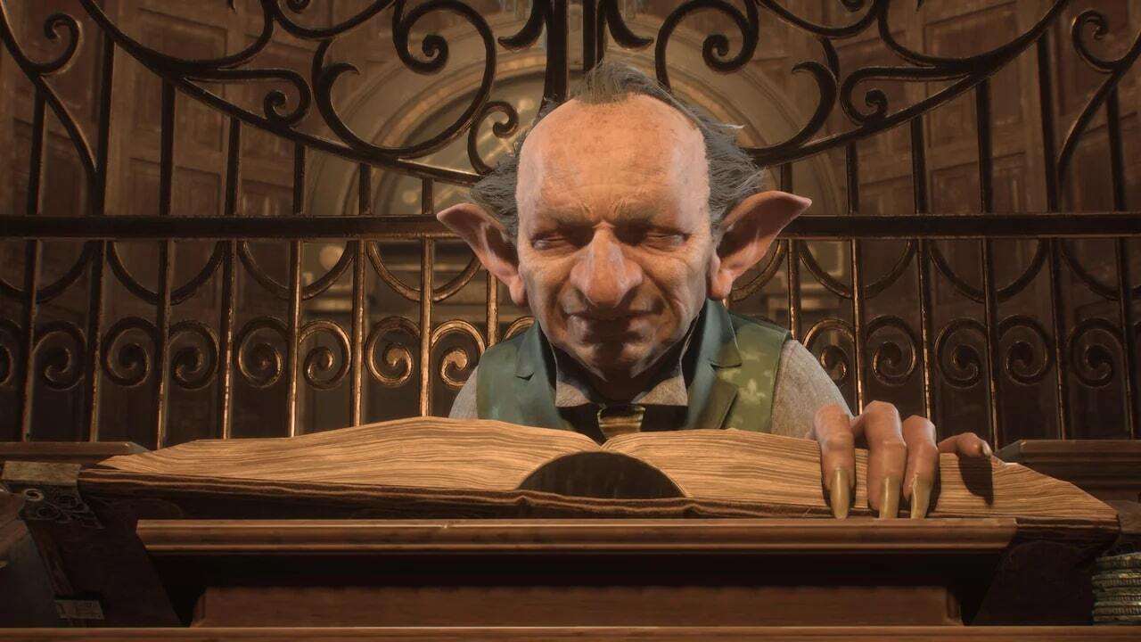 Goblin from Harry Potter reading a book.