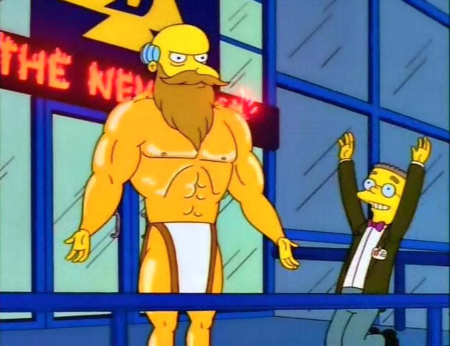 Mr Burns from the Simpsons looking like a golden god