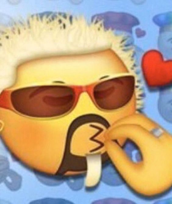 A Guy Fieri emoji doing the chef's kiss action