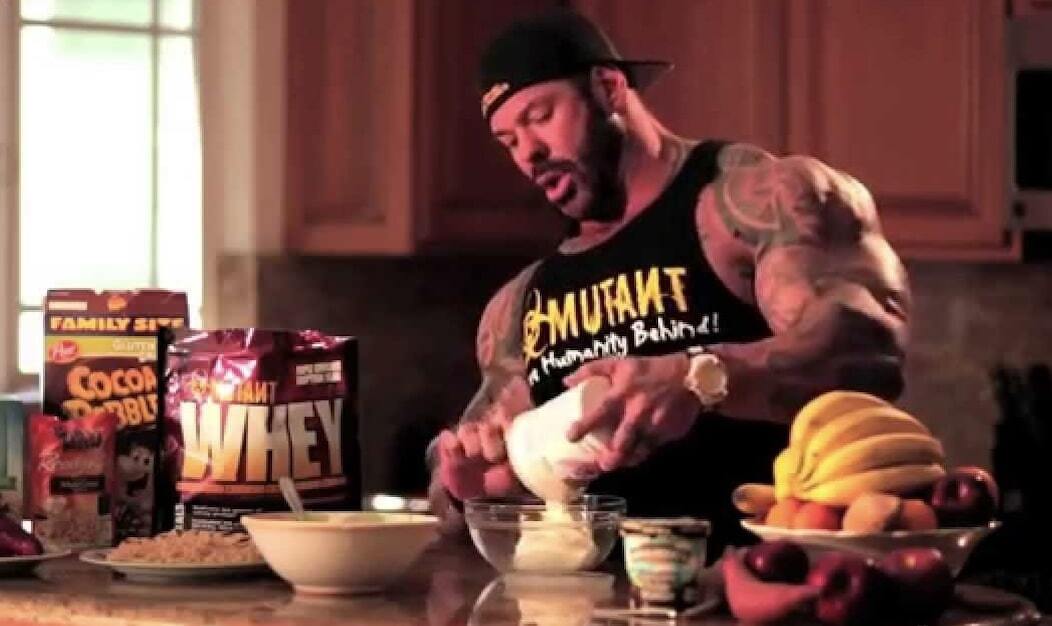 Bodybuilder making a protein-packed meal