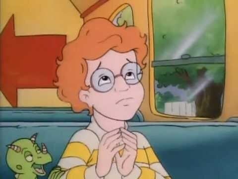 kid from magic schoolbus praying on the bus