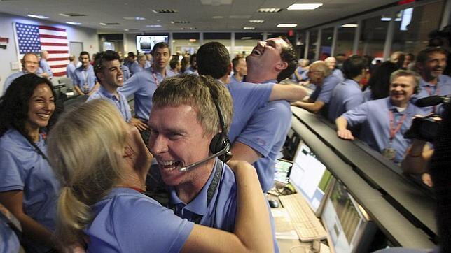 NASA employees celebrating