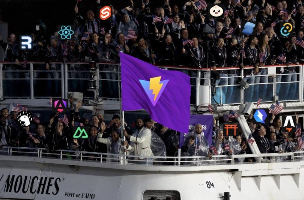 Lebron waving a Vite flag in front of the US Olympic team