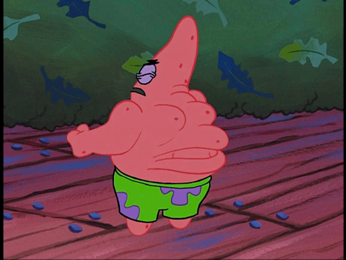 Patrick Star with weird face on his back