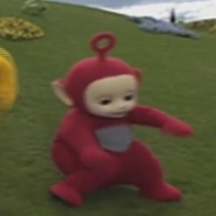 Po from Teletubbies falling down