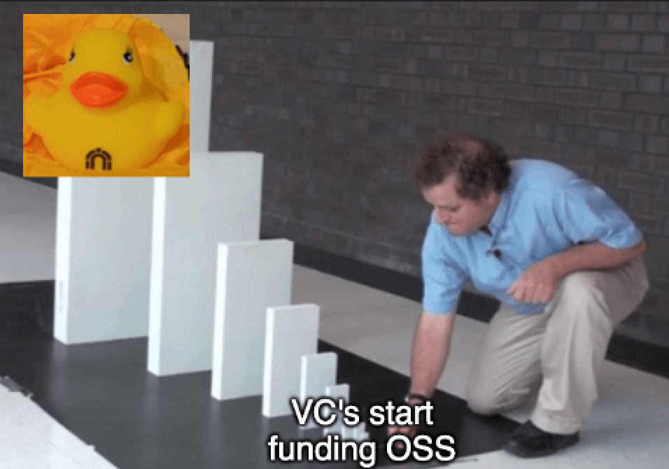 Meme of vc funding leading to Rome's duck swag