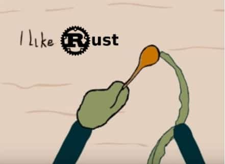 Salad Fingers with a Rust logo