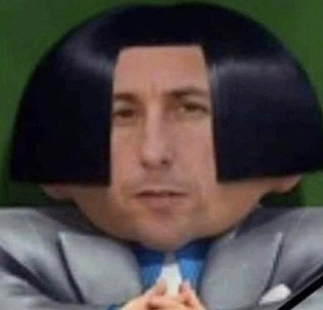 Adam Sandler's head on a cartoon character's body