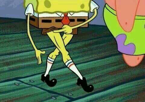 Spongebob showing off his leg
