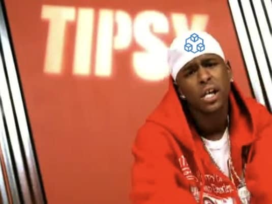 J-Kwon in the Tipsy music video with the tRPC logo