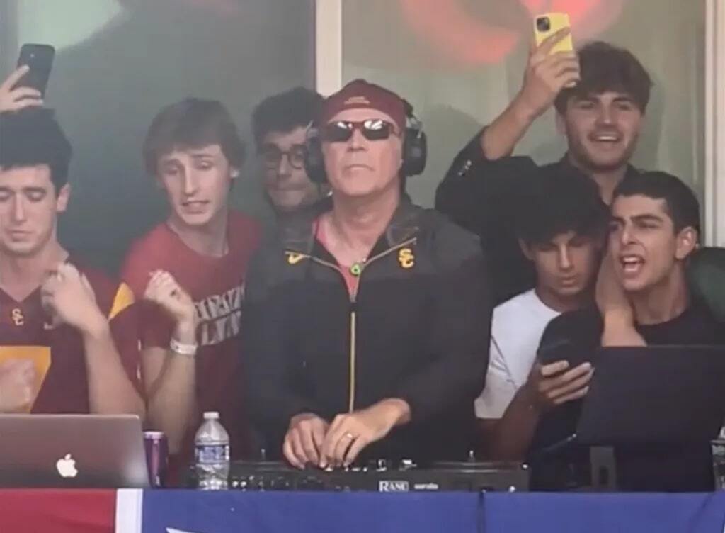 Will Ferrell DJ'ing at a football game